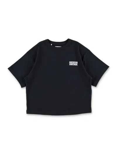 American Vintage Girls Logo Boxy T-shirt In Black