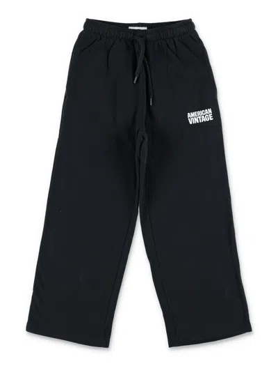 American Vintage Girls Wide-leg Drawstring Sweatpants In Black