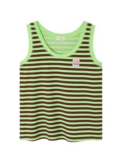 American Vintage Gixy Striped Tank Top In Green