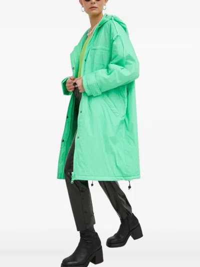 American Vintage Grid-pattern Hooded Raincoat In Green