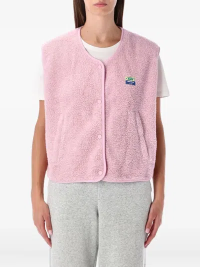 American Vintage Hoktown Patch Faux-shearling Gilet In Pink