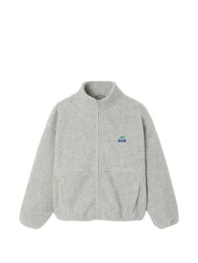 American Vintage Hoktown Faux-shearling Bomber Jacket In Gray