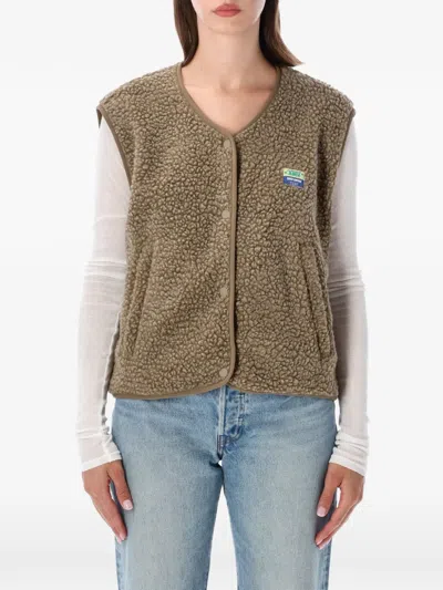 American Vintage Hoktown Fleece Gilet In Green