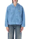 American Vintage Hoktown Fleece Hooded Jacket In Blue