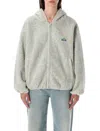 American Vintage Hoktown Teddy-fleece Zip-up Hoodie In Gray