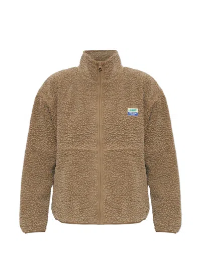 American Vintage Hoktown Fleece Turtleneck Jacket In Brown