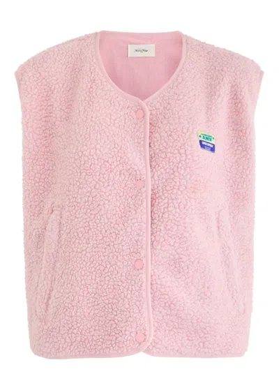 American Vintage Hoktown Logo Fleece Gilet In Light Pink