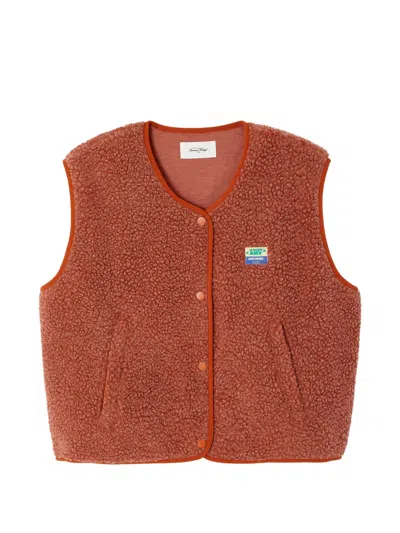 American Vintage Hoktown Shearling-effect Waistcoat In Red
