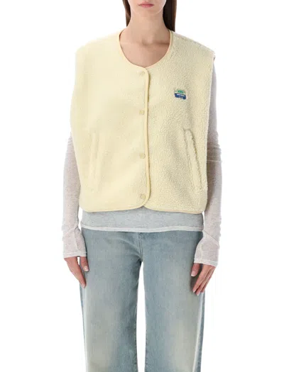 American Vintage Hoktown Fleece Vest Patch Detail In Yellow