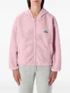 American Vintage Hooded Teddy Jacket Front Pockets In Pink