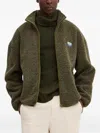 American Vintage Hoktown Zip-up Shearling Jacket In Green
