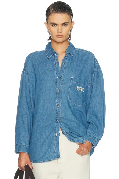 American Vintage Izeway Long Sleeve Shirt In Blue