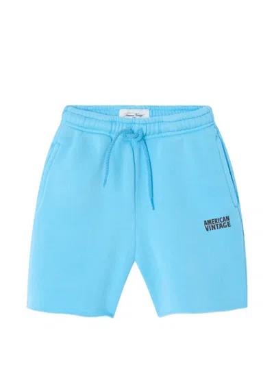 American Vintage Kids' Izubird Drawstring Logo Shorts In Blue