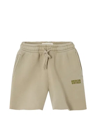 American Vintage Izubird Drawstring Logo Shorts In Brown