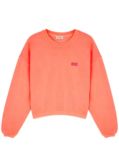 American Vintage Izubird Logo Stretch-cotton Sweatshirt In Orange