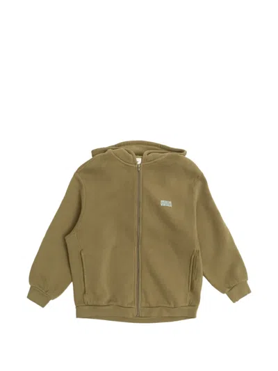 American Vintage Kids' Izubird Zip-fastening Hooded Sweatshirt In Green