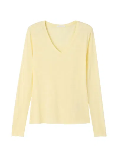 American Vintage Jacksonville Long-sleeve V-neck T-shirt In Yellow