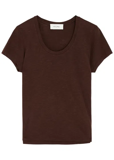 American Vintage Jacksonville Slubbed Cotton-blend T-shirt In Brown