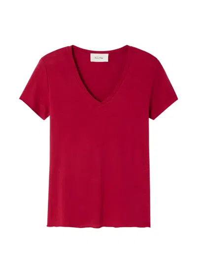 American Vintage Jacksonville V-neck T-shirt In Brown
