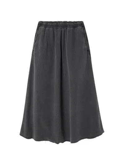American Vintage Jazy Elasticated A-line Cotton Midi Skirt In Blue