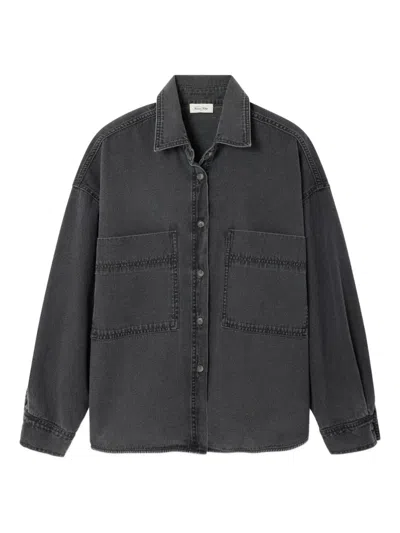 American Vintage Jazy Long-sleeve Denim Shirt In Black