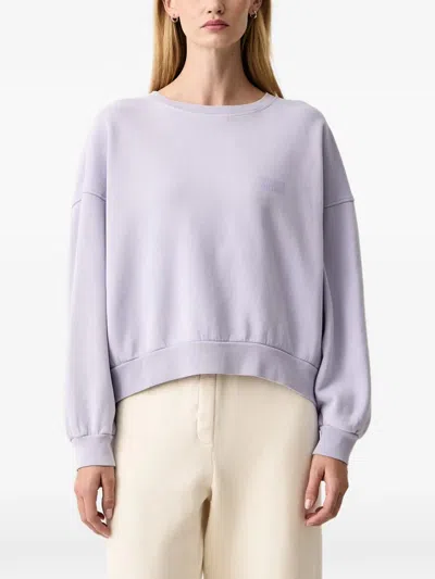 American Vintage Jitbay Logo-print Drop-shoulder Sweater In Purple