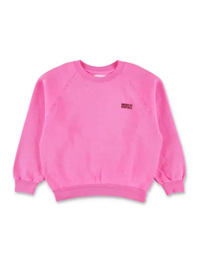 American Vintage Kids Izubird Neon Pink Crewneck Sweatshirt