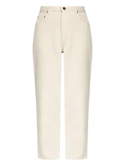 American Vintage Leather-patch Five-pocket Jeans In Neutral