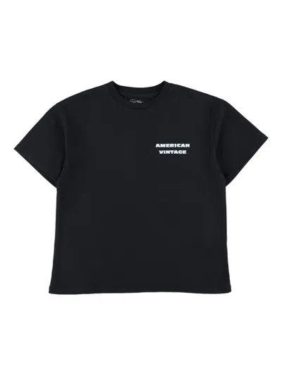 American Vintage Kids' Logo-print T-shirt In Black