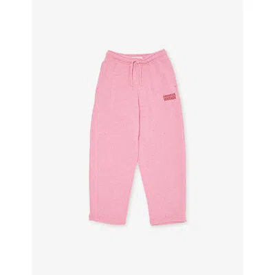 American Vintage Kids' Overtinted Raspberry Logo Straight-leg Cotton-jersey Jogging Bottoms 3-13 In Pink