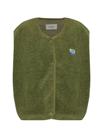 American Vintage Logo-patch Fleece Gilet In Green