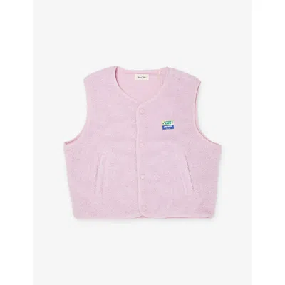 American Vintage Kids' Dragee Chine Logo-patch Fleece Vest Xs-xl Xs In Purple