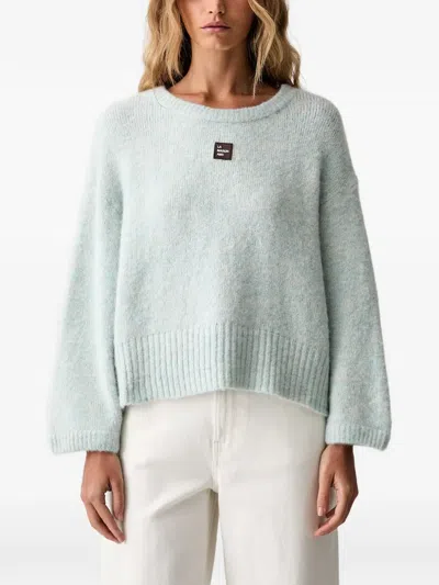 American Vintage Logo-patch Ribbed-trim Sweater In Blue
