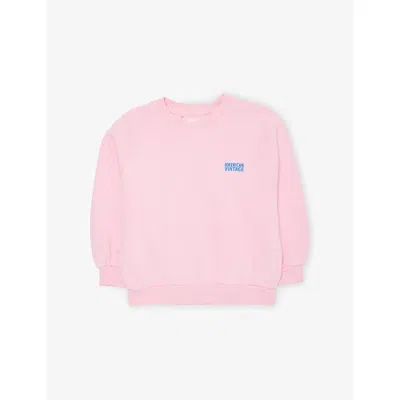 American Vintage Kids' Cotton Candy Logo-print Cotton-jersey Sweatshirt 3-13 In Pink
