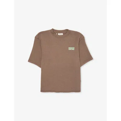 American Vintage Kids' Overtoned Brown Logo-print Cotton-jersey T-shirt 3-13