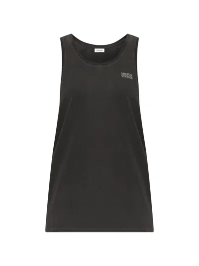 American Vintage Logo-print Racerback Tank Top In Black