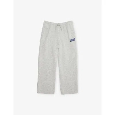 American Vintage Kids' Gris Clair Chine Logo-print Slip-pocket Knit Jogging Bottoms 3 - In Brown