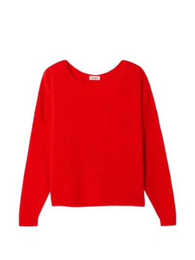 American Vintage Long-sleeve Boat-neck Sweater In Red