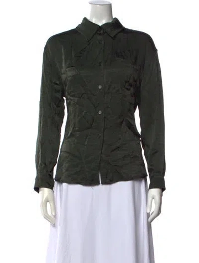 Pre-owned American Vintage Long Sleeve Button-up Top In Green