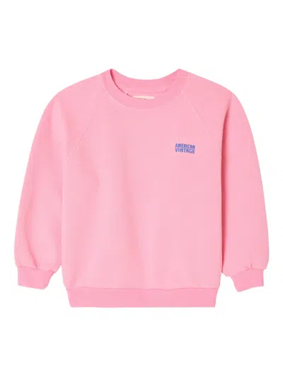 American Vintage Kids' Long-sleeve Crew-neck Sweatshirt In Burgundy