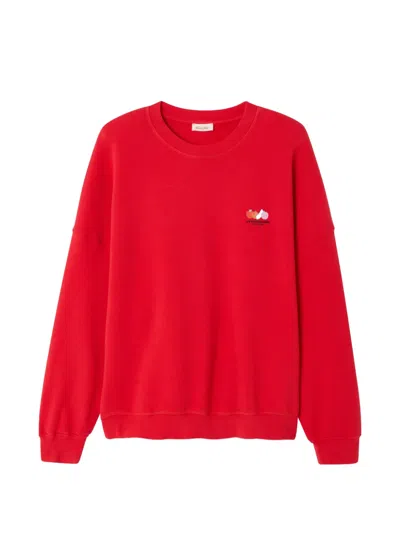 American Vintage Long-sleeve Crew-neck Sweatshirt In Red
