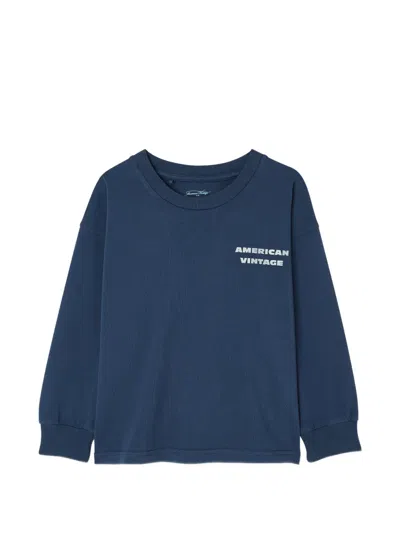American Vintage Kids' Long-sleeve Round-neck Sweater In Blue