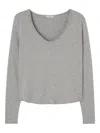 American Vintage Long-sleeve V-neck T-shirt In Gray