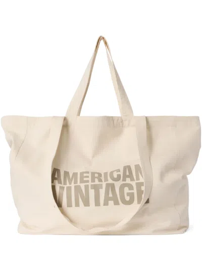 American Vintage Lycaz Logo-print Tote Bag In Neutral