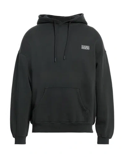 American Vintage Man Sweatshirt Charcoal Size S Cotton, Elastane In Black