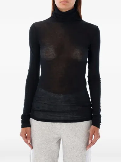 American Vintage Massachusetts Roll-neck Long-sleeve T-shirt In Black
