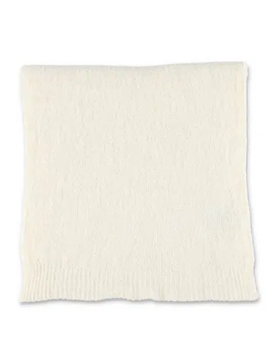 American Vintage Mini Wool-blend Scarf With Ribbed Edges - 168 Cm X 40 Cm In Melange Pearl
