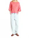 American Vintage Nenybay Jumper Sweater In Fluo Orange Striped Hibiscus In Multi