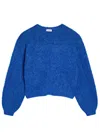 American Vintage Niby Brushed Alpaca-blend Cardigan In Blue