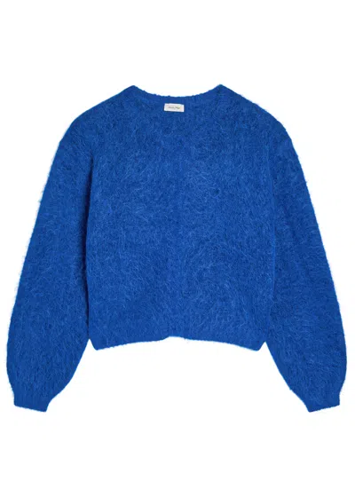 American Vintage Niby Brushed Alpaca-blend Cardigan In Blue